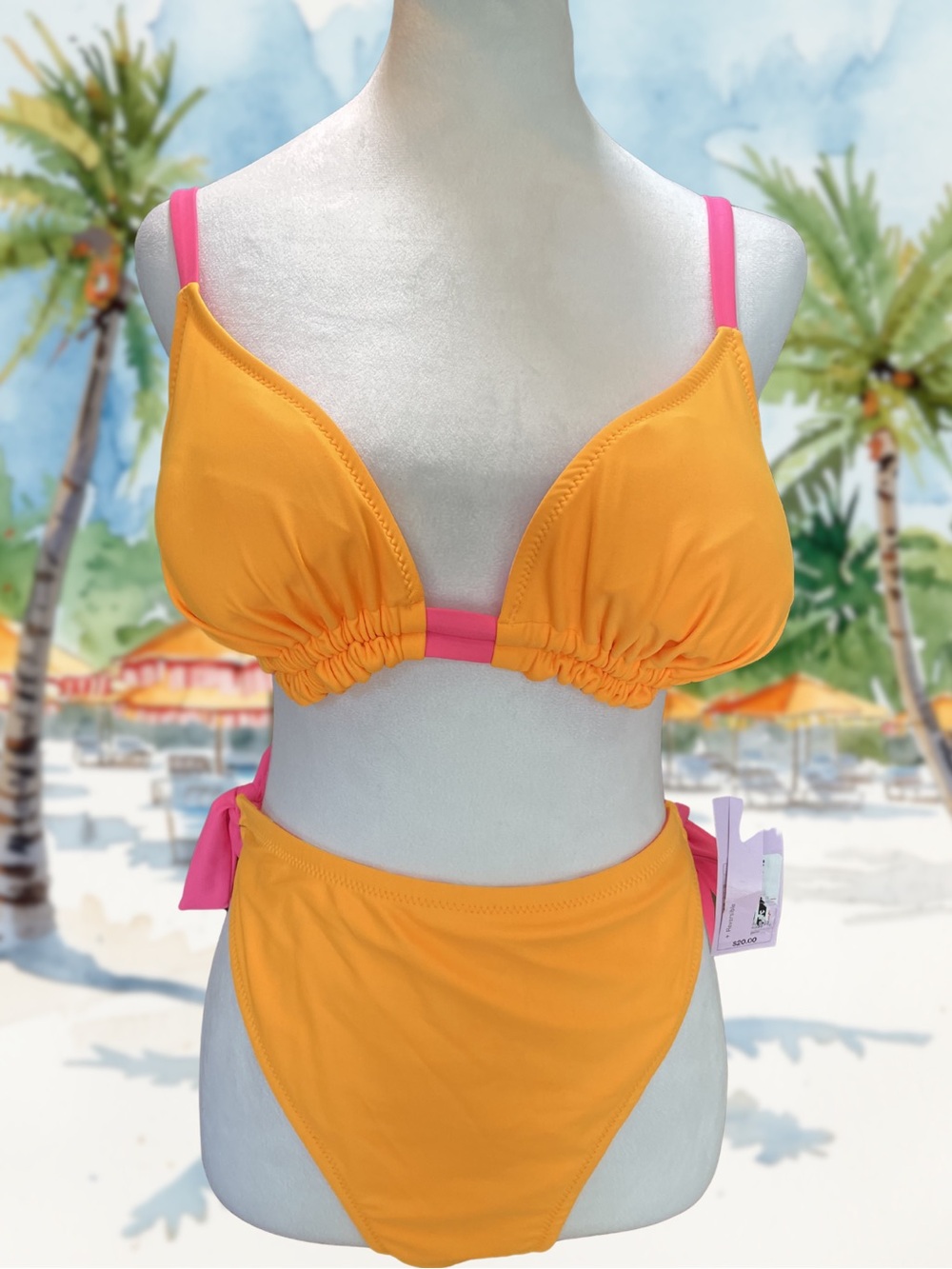 WILD FABLE Women's 1X Bikini Set Reversible Psychedelic Swirl Orange Pink NWT - Picture 6 of 14